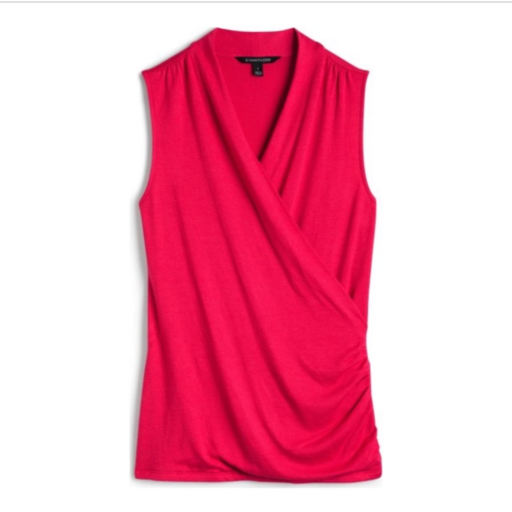 41 Hawthorn Benni Wrap Front Ruched Knit Top pink